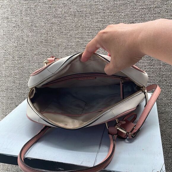 Calvin Klein Crossbody Pink and White Bag Saffiano Leather Minimalist Dome Purse - Picture 8 of 12